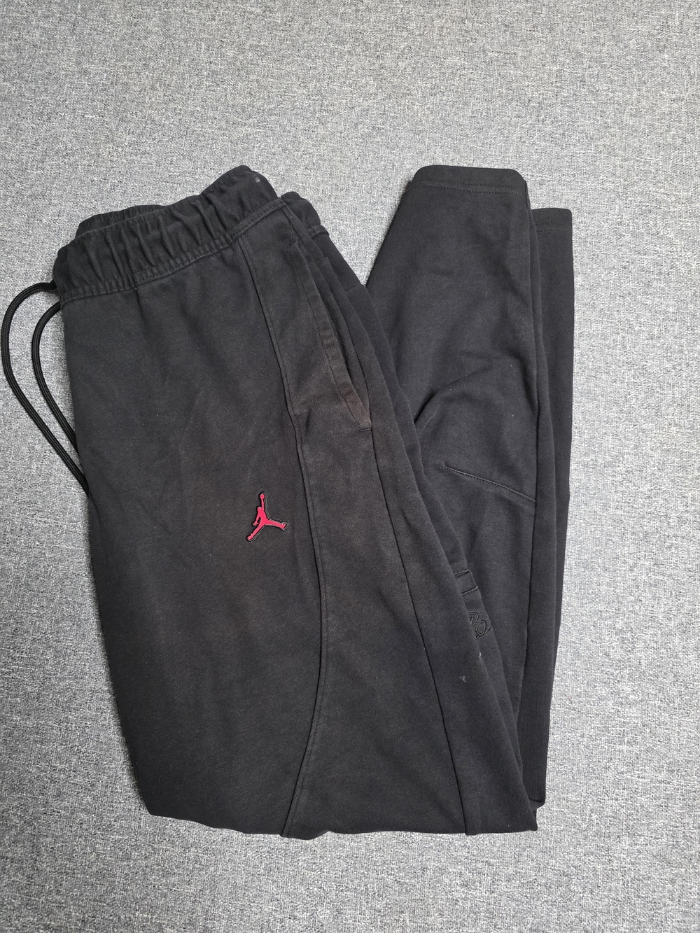 Air Jordan Mens Black Sweatpants Jogger Signature Embroidery Size Large